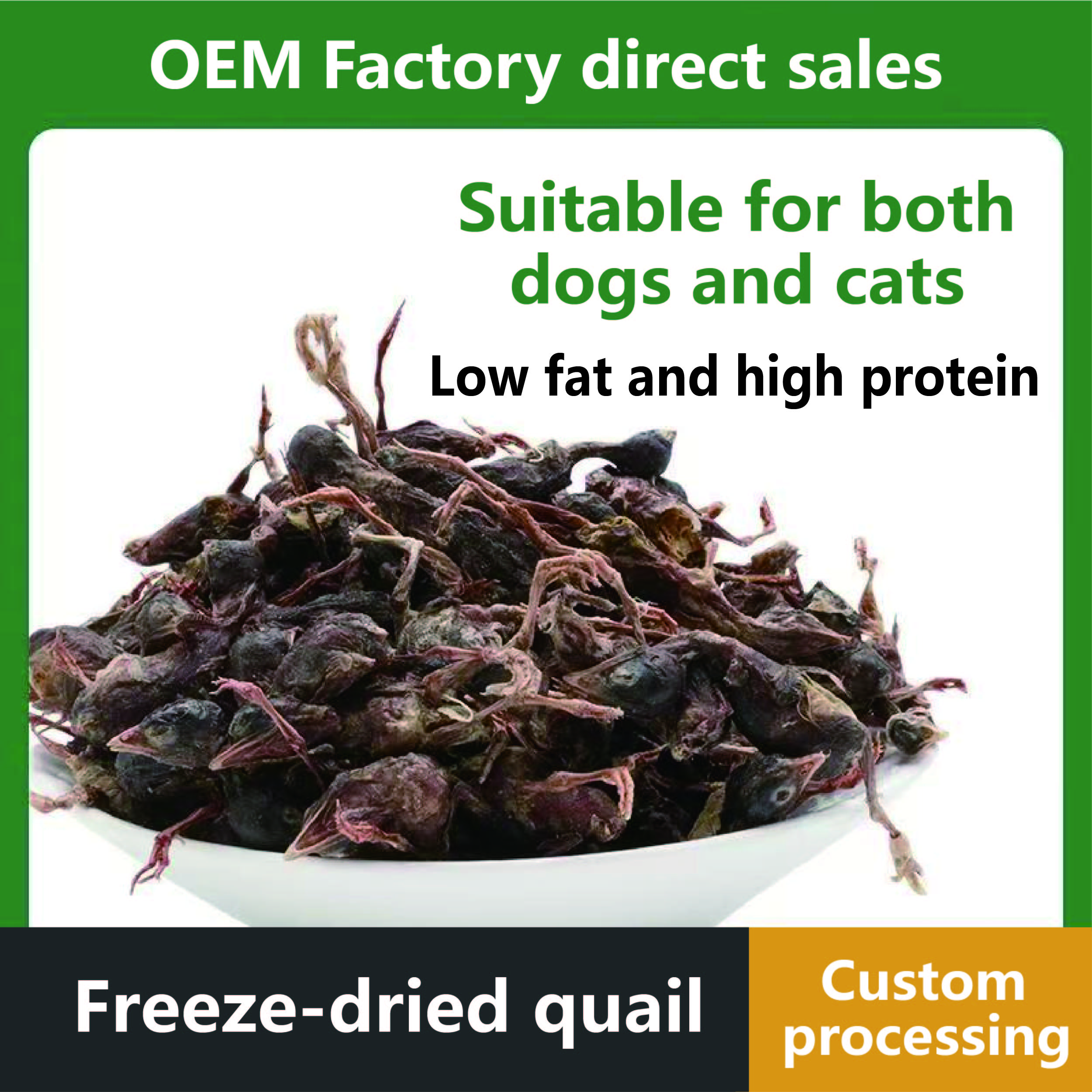 O freeze-dried quail cat and dog snacks nutrition factory direct wholesale quail pet freeze-dried dog molars